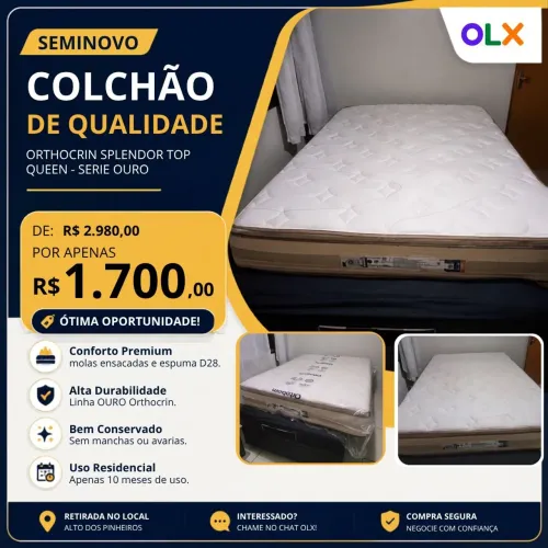 Colchão Queen Orthocrin Splendor Top - Série Ouro - Ótimo estado