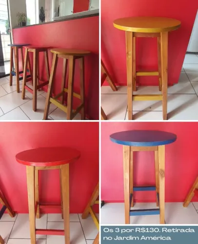 Bancos ou banquetas altos de madeira