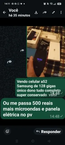 Vendo celular a52 de 128 gigas único dono conservado tudo completo * aguardovcs