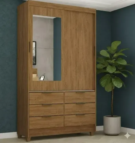 Guarda Roupa Sevilha com Espelho Cinamomo  (entrega Grátis)