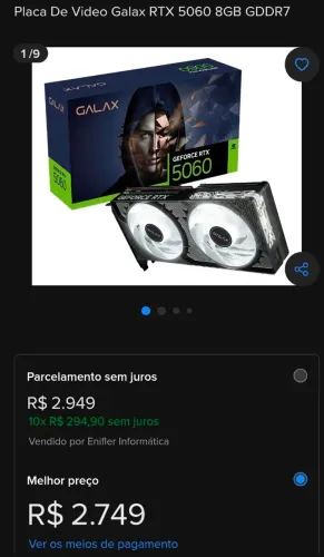 Venda bem barato Rtx 5060 8gb Galaxy