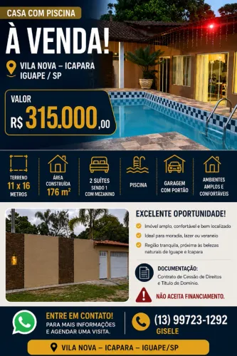 Casa com piscina em Iguape/SP