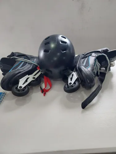 Patins Oxelo Fit 5 + Capacete Oxelo MF5 - Impecável (Usado 2x)