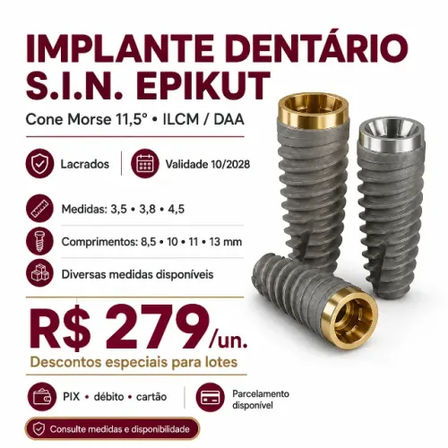 Implante Dentário S.I.N. (SIN) Epikut Cone Morse 11,5º - Lacrado