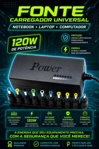Fonte Carregador Universal Notebook Laptop Computador 120W (NOVO/LACRADO!)