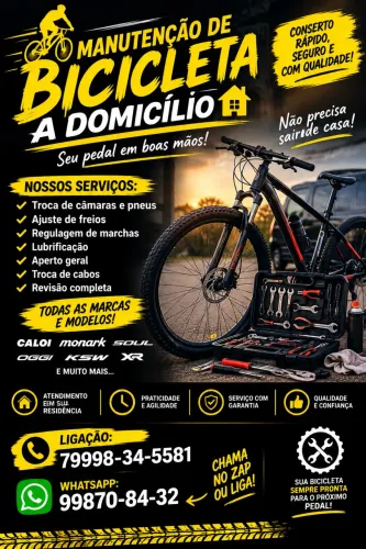 CONCERTO DE BICICLETA A DOMICÍLIO REVISÃO E MANUTENÇÃO