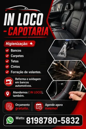 Higienização: bancos, teto, cintos e carpetes.
