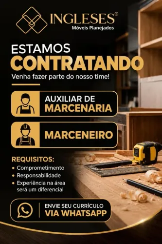 Vaga para marceneiro e auxiliar