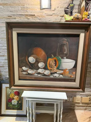 Quadro Natureza-Morta Óleo sobre Tela Assinado A. Xavier (1963) - Grande