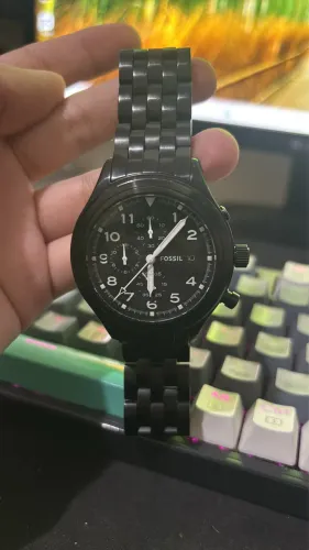 Relógio Fossil Compass Chronograph JR1439 Original Preto Aço