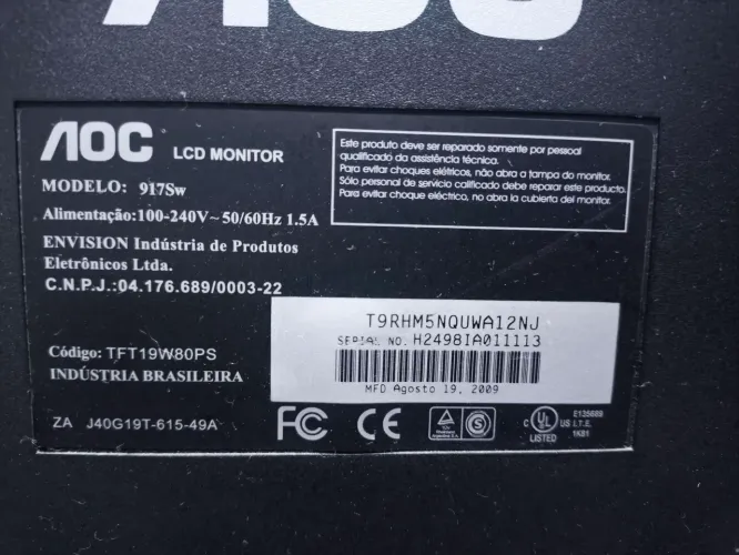 Monitor AOC 19? 917SW - Funcionando 100% - Preço de Oportunidade!