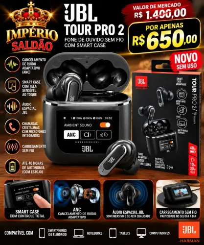 Fone De Ouvido Jbl Tour Pro 2, Bluetooth, Preto