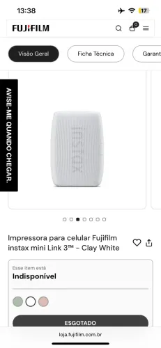 Impressora INSTAX mini Link 3 Fujifilm bluetooth branca 
