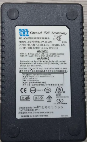 Fonte CWT PAA060M 24V 2.5A para Impressora IM453HV - SKU 12159