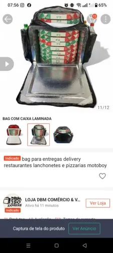 Bag de entregador isopor metálico zero