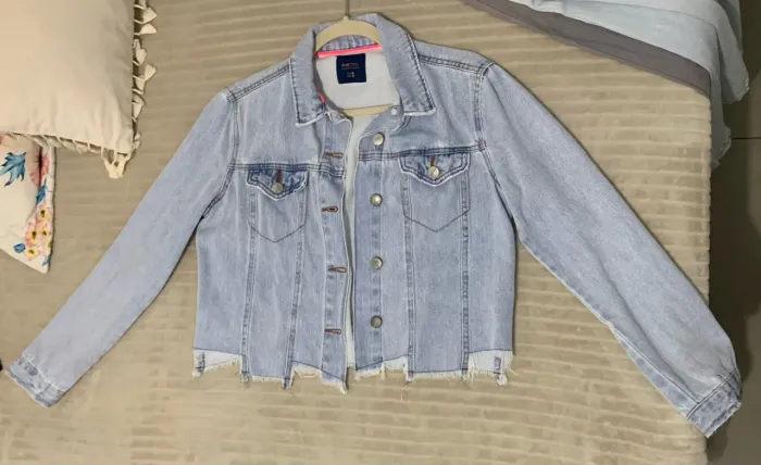 Jaqueta Jeans Cropped Bluesteel