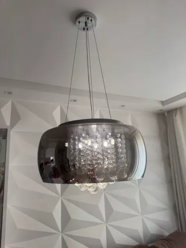 Lustre pendente plafon em vidro e cristal attractive 50cm