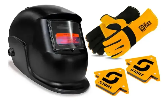 Mascara De Solda Automática Com Esquadros Magnéticos E Luva De Proteção Raspa
