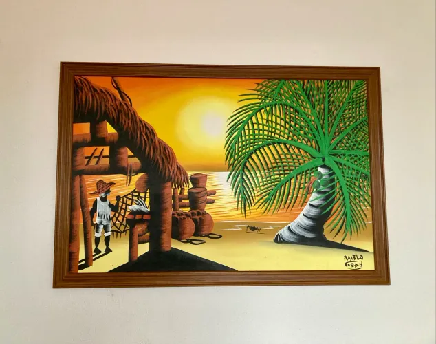 Quadro Original Pintura acrílica - Estilo Naïf Litorâneo