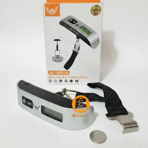 Balança Digital Portátil com Gancho Até 50kg De Mão, Mala, Bagagem Viagem AL-SF010