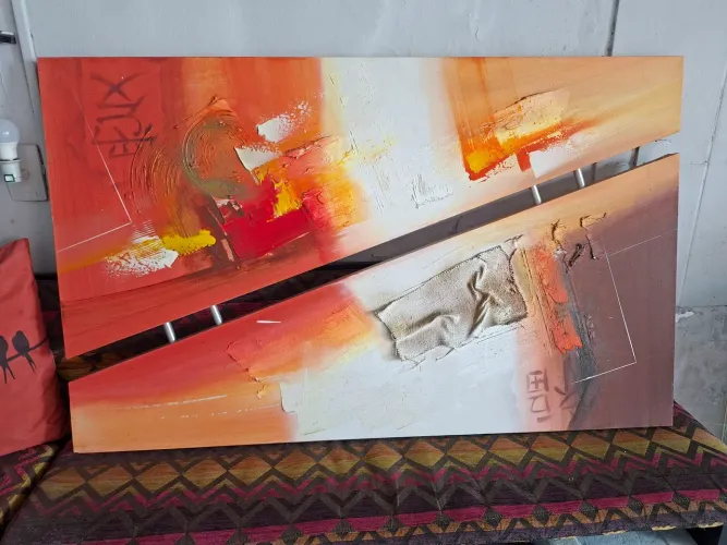 Quadro Abstrato Moderno e Contemporâneo (Díptico / 2 Peças)
