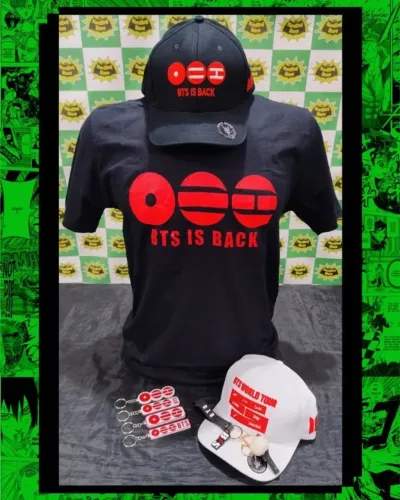 Camisa BTS World Tour 2026 - Coleção Kit Boné Chaveiros - Kpop Jungkook J-Hope Suga Jimin