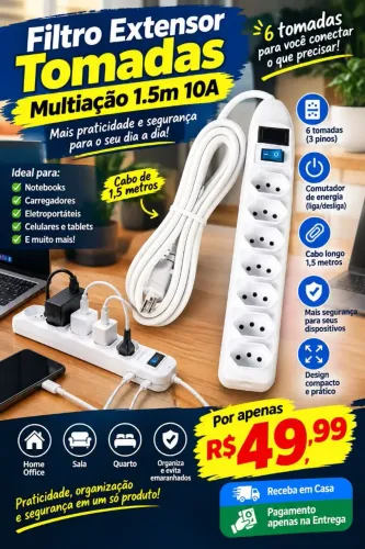 Filtro extensor de tomada novo Entregamos