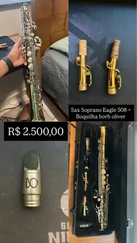 Sax Soprano Eagle Sp 508 + Boquilha Borb Oliver