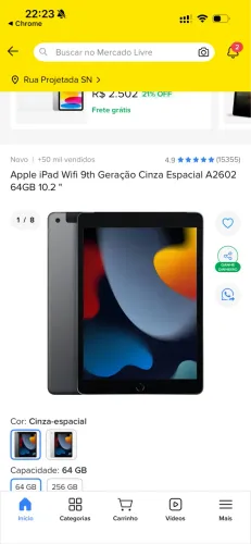 Apple iPad Wifi 9th Geração Cinza Espacial A2602 64GB 10.2 