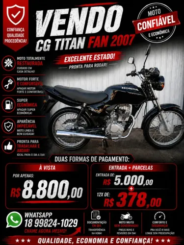 CG TITAN FAN 125 PRETA 2006 COMPLETAMENTE RESTATURADA 100%