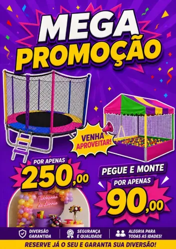 Locação de pegue e Monte, pula pula e piscina de bolinha