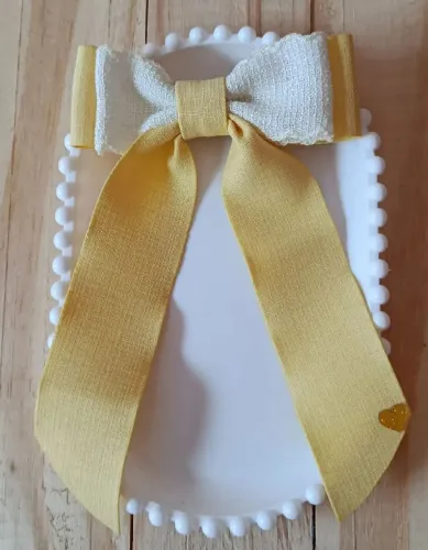 Laço Infantil Artesanal com Fita de Linho - Modelo Elegante