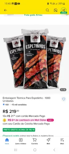 Embalagem Para Espetinhos.