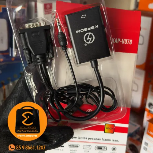Conversor de vídeo Adaptador VGA para HDMI PC/TV Com AUDIO