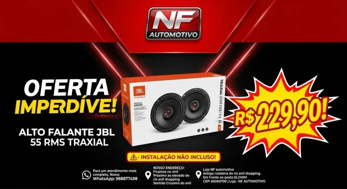 Par alto falante jbl 55 rms 6 polegadas