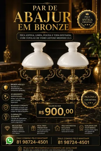PAR DE ABAJUR EM BRONZE