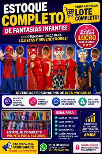 OPORTUNIDADE PARA LOJISTAS E REVENDEDORES VENDO ESTOQUE COMPLETO DE FANTASIAS INFANTIS