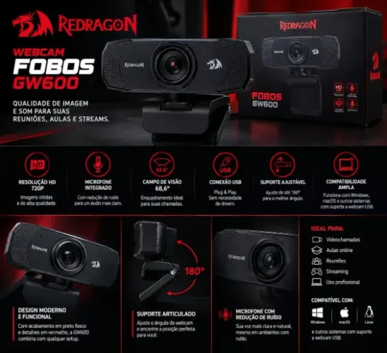 Webcam Redragon Fobos HD 720p