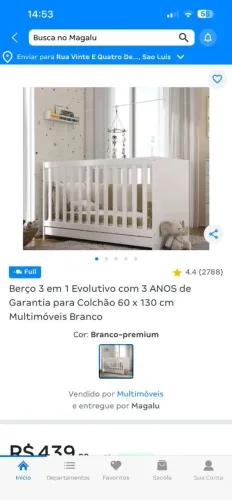 Berço novo com apenas 6 meses de uso, completo no preço de 250