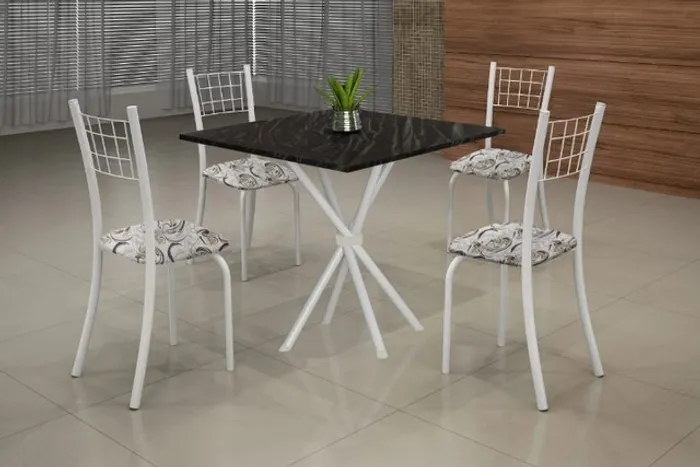 Mesa Dany 70x70 c 4 Cadeiras Branco Frete Grátis - Até 12x