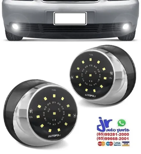 Par Farol Milha Auxiliar Redondo Luminus 12 Leds 12v Branca