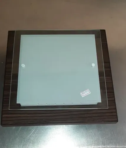 Plafon quadro madeira com vidro para 2 lâmpadas E27 - 3 unidades