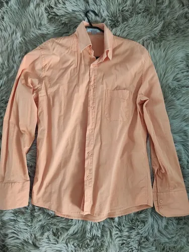 Camisa social slim salmão