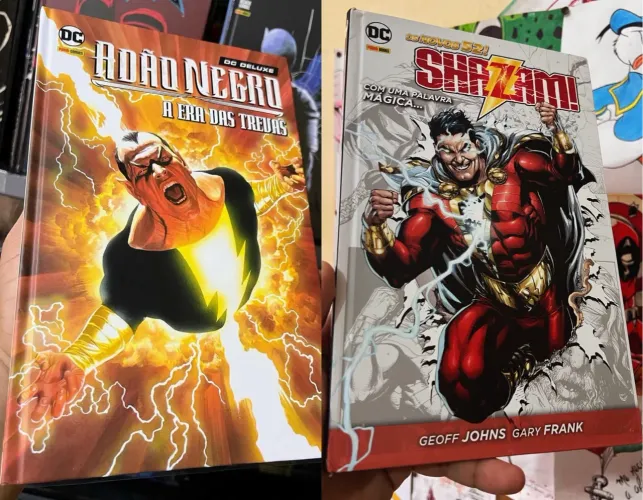 Adão Negro a era das trevas Dc deluxe e Os novos 52 Shazam com uma palavra mágica