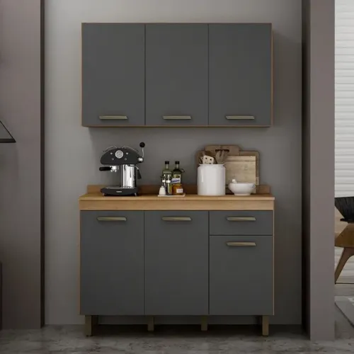 Balcão e Aéreo Cozinha Luiz 1.20m Cinamomo rf75