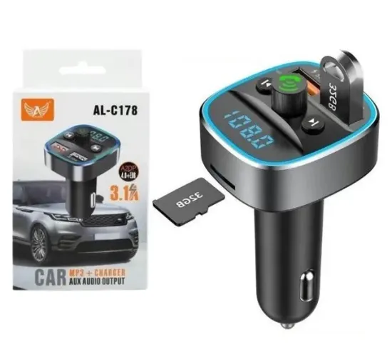 Transmissor FM Bluetooth MP3 Entrada Pen Drive Cartão de Memória e Carregador