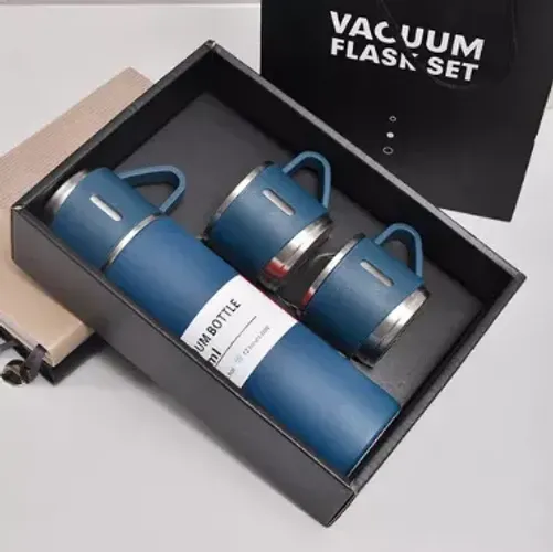 Garrafa Térmica Em Inox Com 3 Xícaras Bebidas Quentes E Frias (z556)