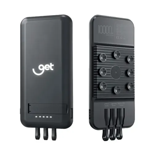 Carregador Portátil por Indução Get 10.000mAh 3 em 1 Cabo (USB-C/MicroUSB/Light) - WZetta