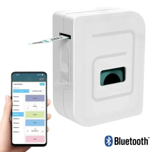 Mini Impressora de Etiquetas MDK-E01 - Portátil, Bluetooth e sem Tinta
