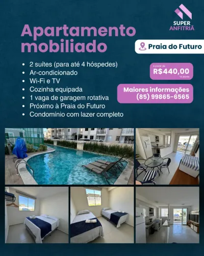 Apartamento mobiliado na Praia do Futuro Mar